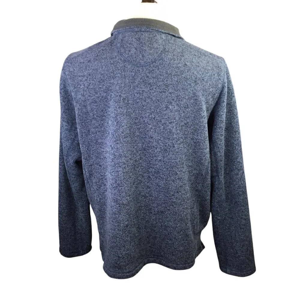 Woolrich 1/4 Snap Sweater Blue Men's Large Pullover Fleece Line Knit Pocket Mock